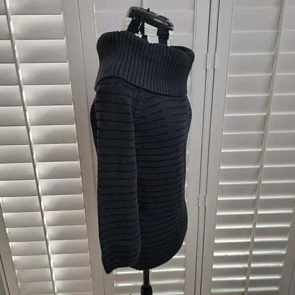 WHITE HOUSE BLACK MARKET BLACK STRIPED RIBBED KNIT COWL NECK SWEATER, SIZE S - Picture 3 of 11